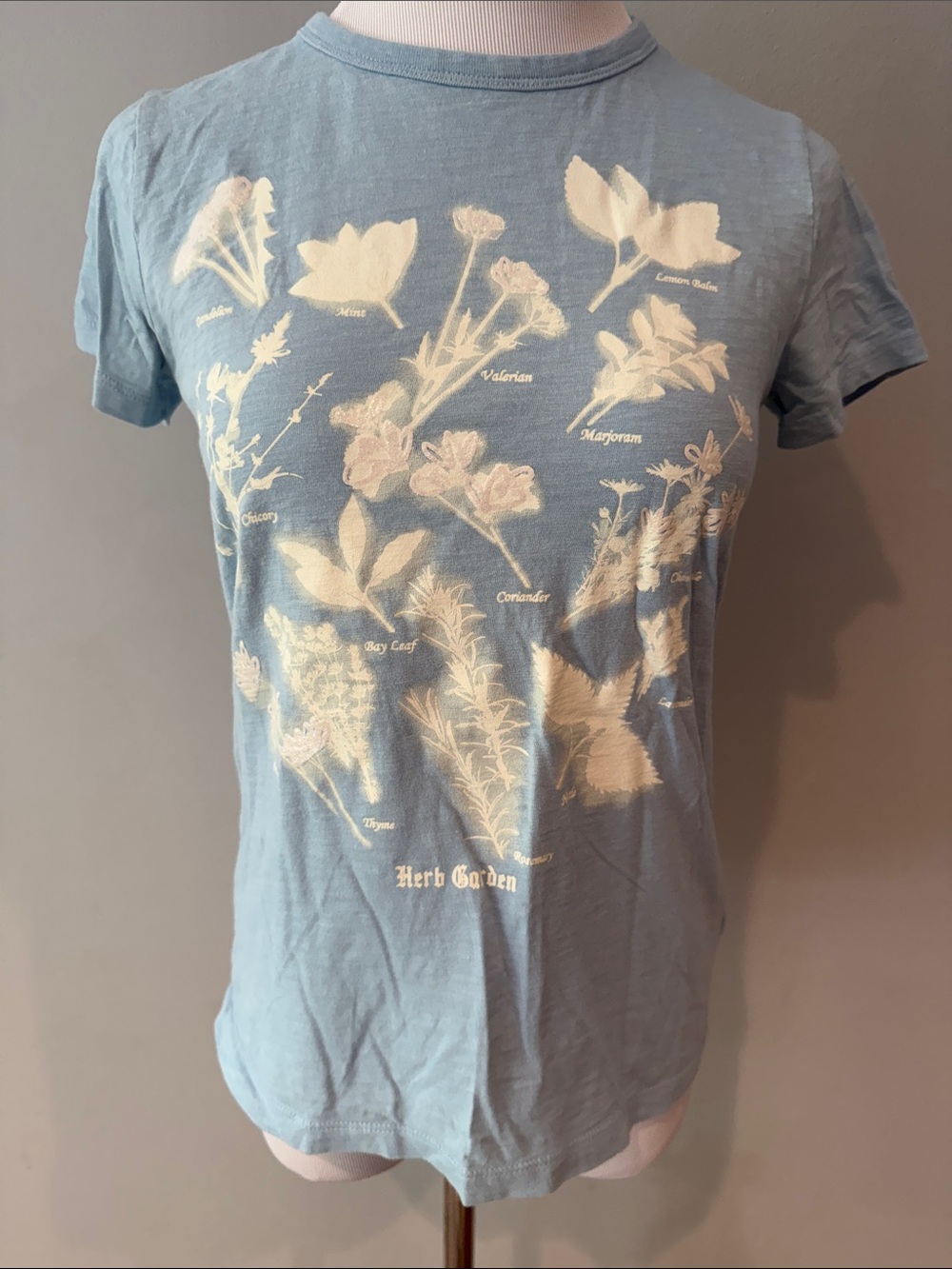 Jcrew Crewcuts Pale Blue Herb Garden Graphic Tee- 12-14 y